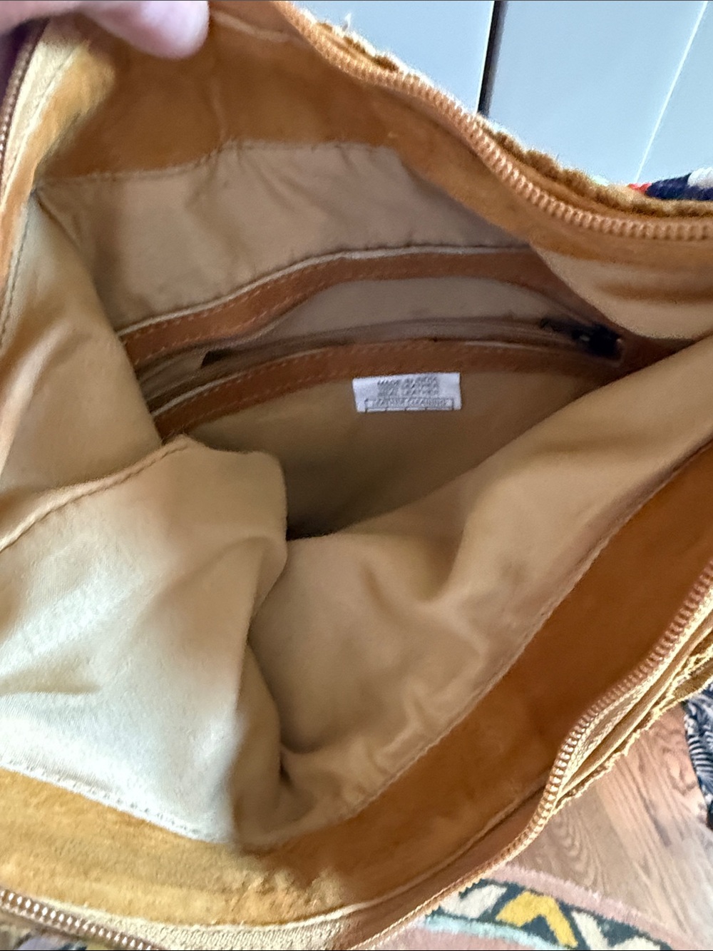 Kobler, Gypsy bag. Fringed Boho Crossbody Bag in Tan with Colorful Bead Accents - Picture 6 of 11